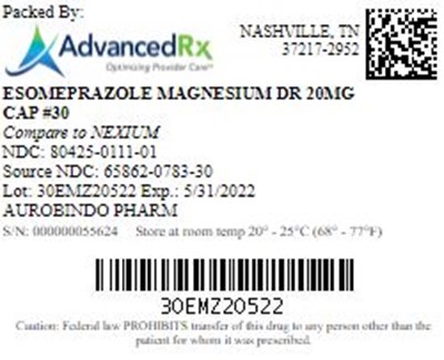 Esomeprazole Magnesium DR 20mg Capsules Qty 30 NDC 80425-0111.jpg Esomeprazole Magnesium DR 20mg Capsules Qty 30 NDC 80425 0111